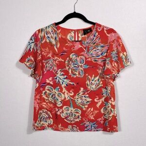 W5 Red Multicolor Floral Blouse size small